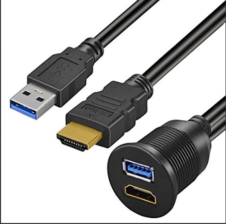 AMPIRE HDMI/USB-Einbaubuchse mit 150cm Kabel